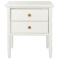 Safavieh 25 In. Mina Modern Coastal 2 Drawer Bamboo Night Stand, White NST3501B